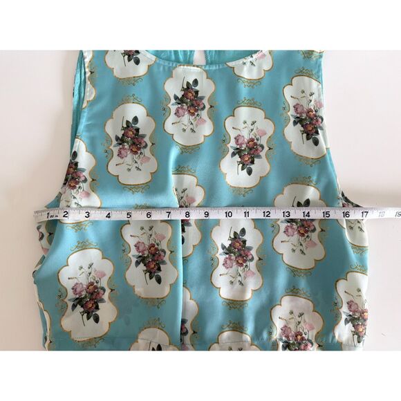 NWT Anthropologie Panjak & Nidhi Floral Medallion Pleated Sleeveless Blue Dress - Picture 14 of 15